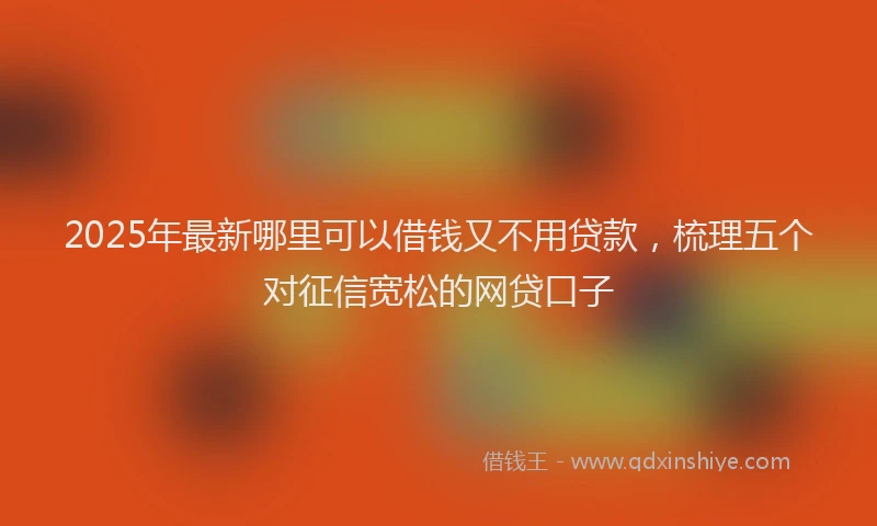 2025年最新哪里可以借钱又不用贷款，梳理五个对征信宽松的网贷口子