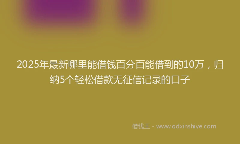 2025年最新哪里能借钱百分百能借到的10万，归纳5个轻松借款无征信记录的口子