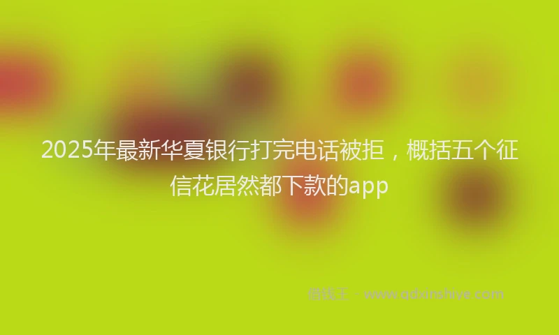 2025年最新华夏银行打完电话被拒，概括五个征信花居然都下款的app