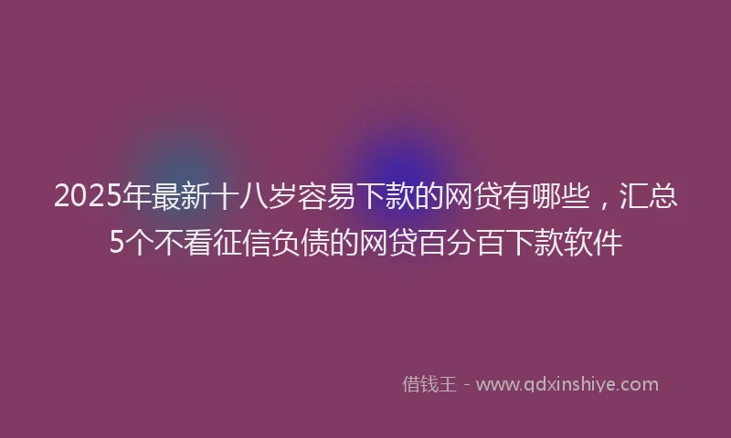 2025年最新十八岁容易下款的网贷有哪些，汇总5个不看征信负债的网贷百分百下款软件