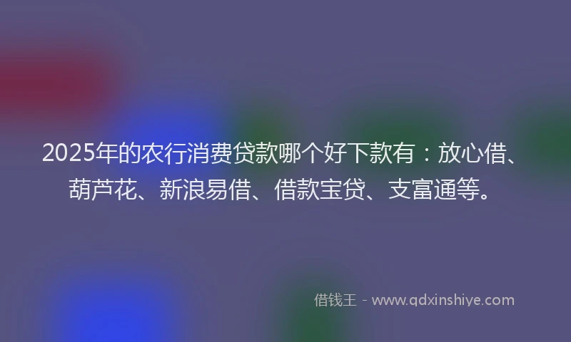2025年的农行消费贷款哪个好下款有：放心借、葫芦花、新浪易借、借款宝贷、支富通等。