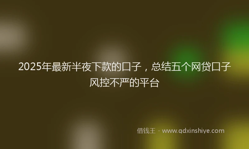 2025年最新半夜下款的口子，总结五个网贷口子风控不严的平台