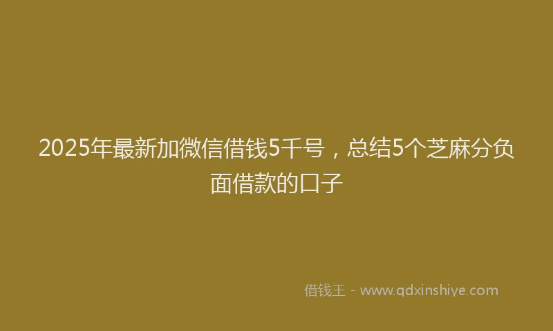 2025年最新加微信借钱5千号，总结5个芝麻分负面借款的口子