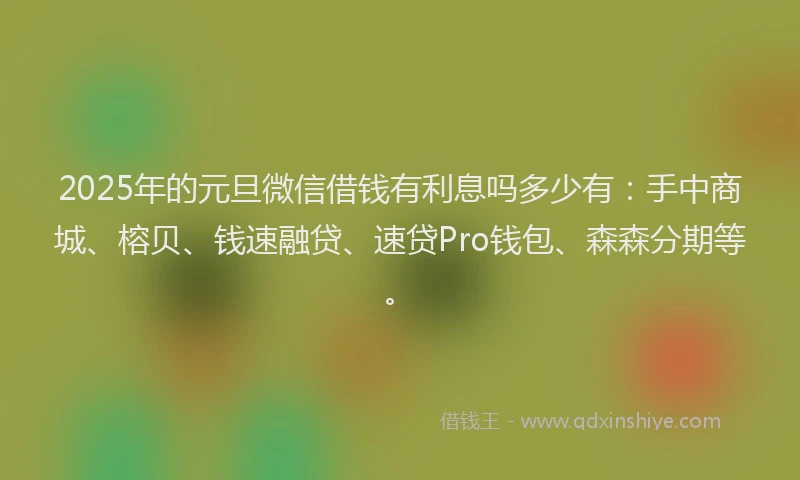 2025年的元旦微信借钱有利息吗多少有：手中商城、榕贝、钱速融贷、速贷Pro钱包、森森分期等。