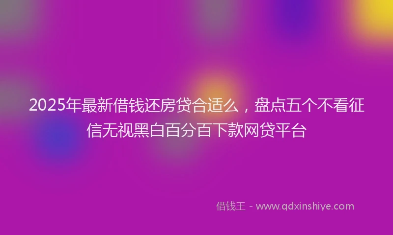 2025年最新借钱还房贷合适么，盘点五个不看征信无视黑白百分百下款网贷平台