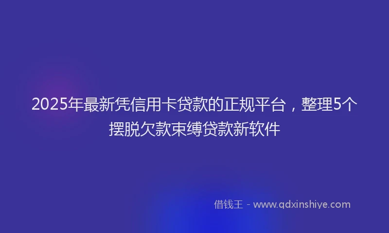 2025年最新凭信用卡贷款的正规平台，整理5个摆脱欠款束缚贷款新软件
