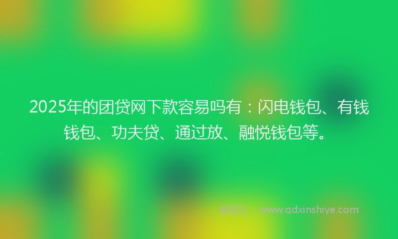 2025年的团贷网下款容易吗有：闪电钱包、有钱钱包、功夫贷、通过放、融悦钱包等。