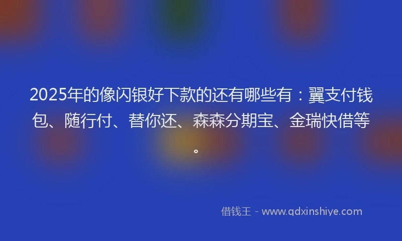 2025年的像闪银好下款的还有哪些有：翼支付钱包、随行付、替你还、森森分期宝、金瑞快借等。