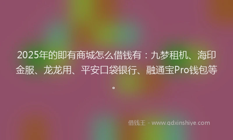 2025年的即有商城怎么借钱有：九梦租机、海印金服、龙龙用、平安口袋银行、融通宝Pro钱包等。