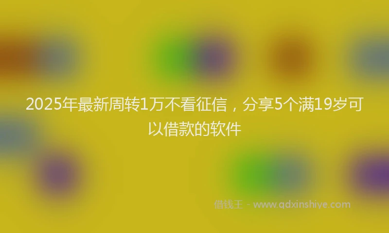 2025年最新周转1万不看征信，分享5个满19岁可以借款的软件