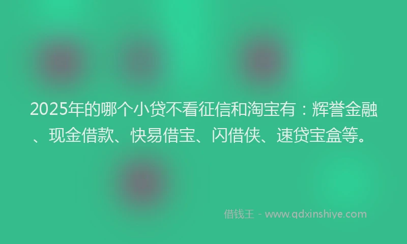 2025年的哪个小贷不看征信和淘宝有：辉誉金融、现金借款、快易借宝、闪借侠、速贷宝盒等。