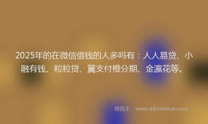 2025年的在微信借钱的人多吗有：人人易贷、小融有钱、粒粒贷、翼支付橙分期、金瀛花等。