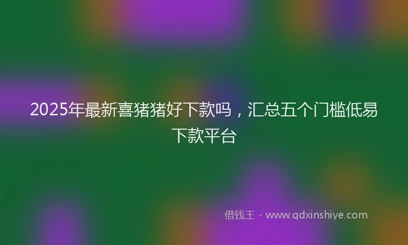 2025年最新喜猪猪好下款吗，汇总五个门槛低易下款平台