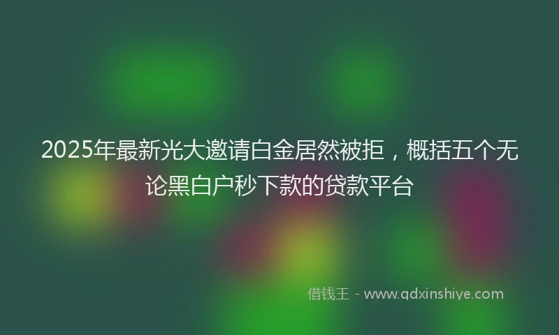 2025年最新光大邀请白金居然被拒，概括五个无论黑白户秒下款的贷款平台