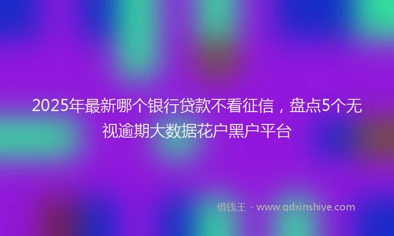 2025年最新哪个银行贷款不看征信，盘点5个无视逾期大数据花户黑户平台