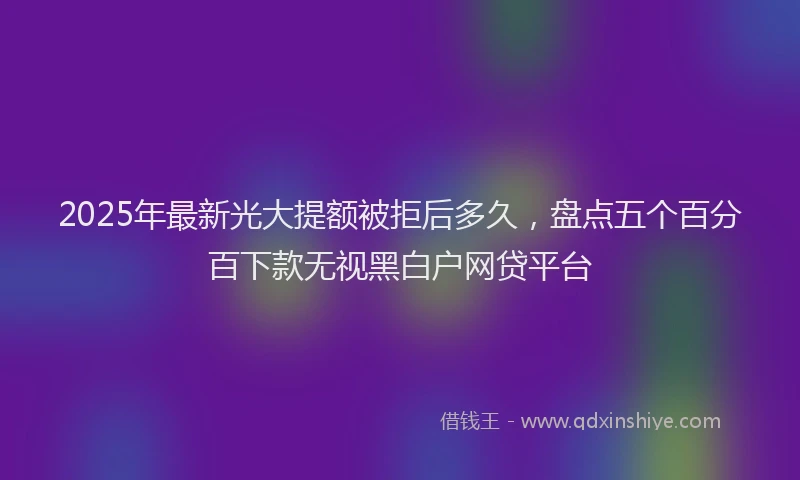 2025年最新光大提额被拒后多久，盘点五个百分百下款无视黑白户网贷平台