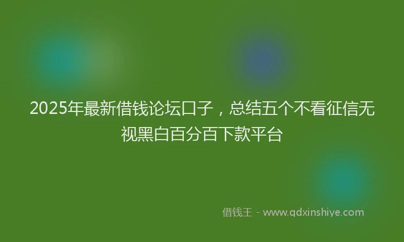 2025年最新借钱论坛口子，总结五个不看征信无视黑白百分百下款平台