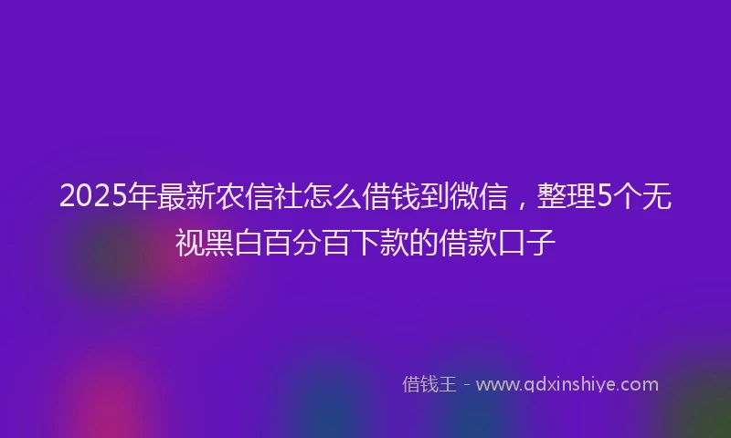 2025年最新农信社怎么借钱到微信，整理5个无视黑白百分百下款的借款口子