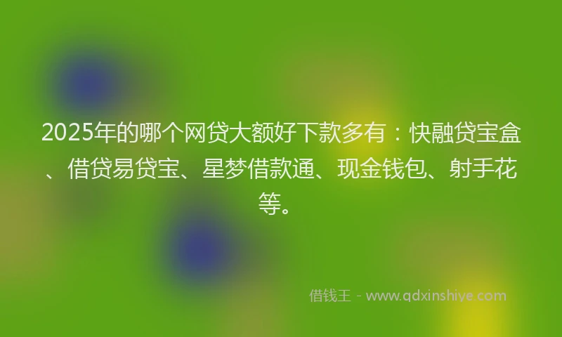 2025年的哪个网贷大额好下款多有：快融贷宝盒、借贷易贷宝、星梦借款通、现金钱包、射手花等。