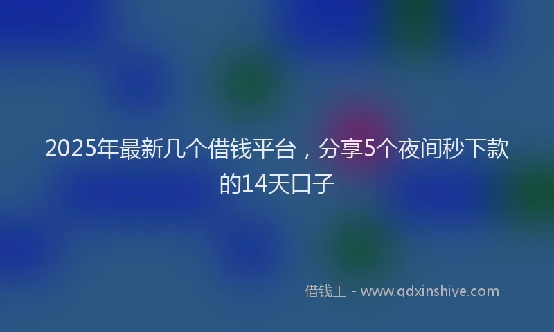 2025年最新几个借钱平台，分享5个夜间秒下款的14天口子