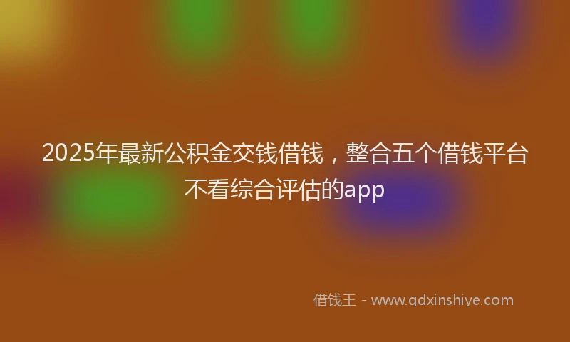 2025年最新公积金交钱借钱，整合五个借钱平台不看综合评估的app