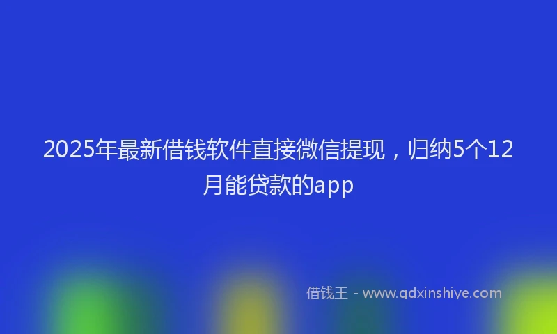 2025年最新借钱软件直接微信提现，归纳5个12月能贷款的app
