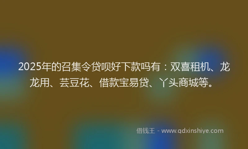 2025年的召集令贷呗好下款吗有：双喜租机、龙龙用、芸豆花、借款宝易贷、丫头商城等。