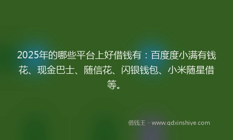 2025年的哪些平台上好借钱有：百度度小满有钱花、现金巴士、随信花、闪银钱包、小米随星借等。