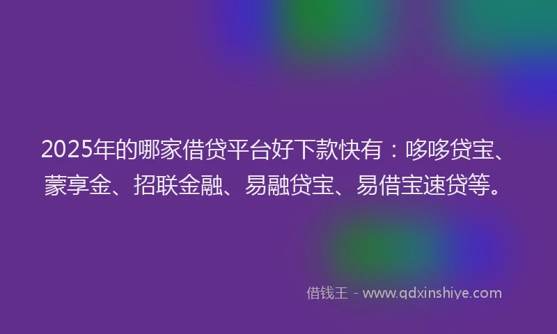 2025年的哪家借贷平台好下款快有：哆哆贷宝、蒙享金、招联金融、易融贷宝、易借宝速贷等。
