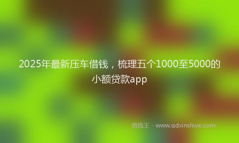 2025年最新压车借钱，梳理五个1000至5000的小额贷款app