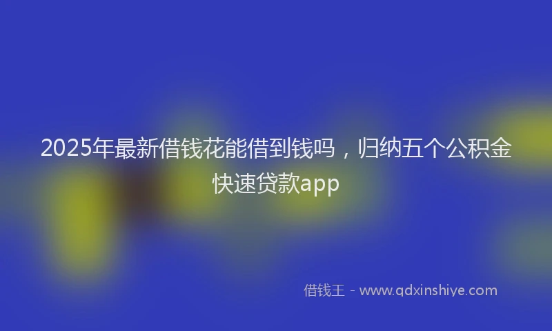 2025年最新借钱花能借到钱吗，归纳五个公积金快速贷款app