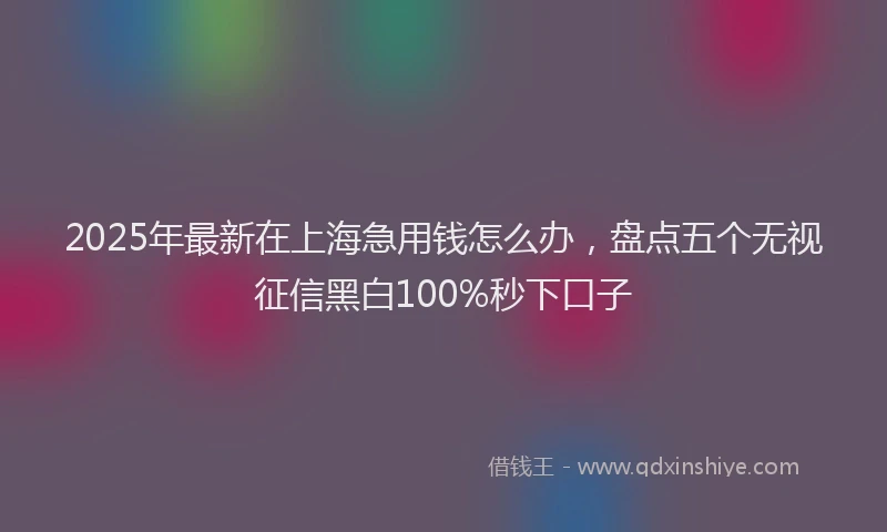 2025年最新在上海急用钱怎么办，盘点五个无视征信黑白100%秒下口子