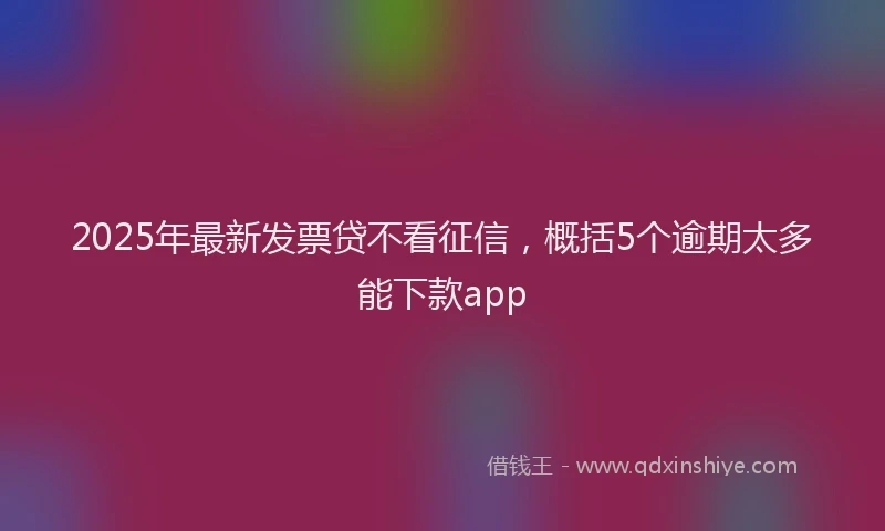 2025年最新发票贷不看征信，概括5个逾期太多能下款app