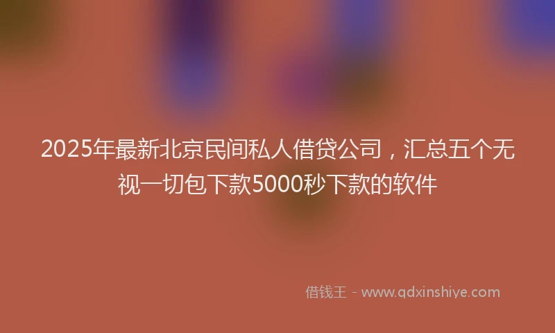 2025年最新北京民间私人借贷公司，汇总五个无视一切包下款5000秒下款的软件