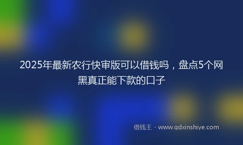 2025年最新农行快审版可以借钱吗，盘点5个网黑真正能下款的口子