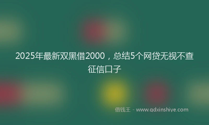 2025年最新双黑借2000，总结5个网贷无视不查征信口子