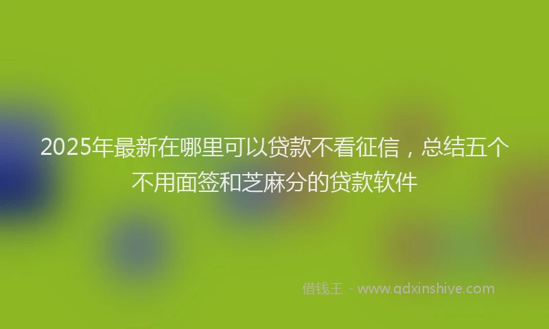 2025年最新在哪里可以贷款不看征信，总结五个不用面签和芝麻分的贷款软件