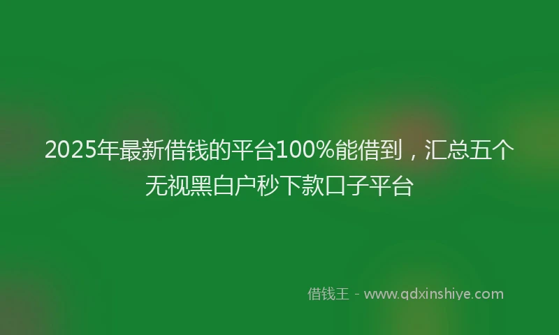 2025年最新借钱的平台100%能借到，汇总五个无视黑白户秒下款口子平台