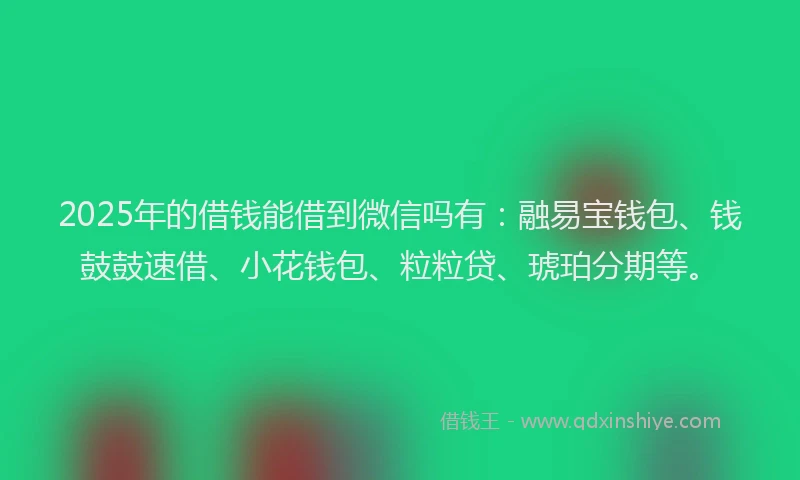 2025年的借钱能借到微信吗有：融易宝钱包、钱鼓鼓速借、小花钱包、粒粒贷、琥珀分期等。