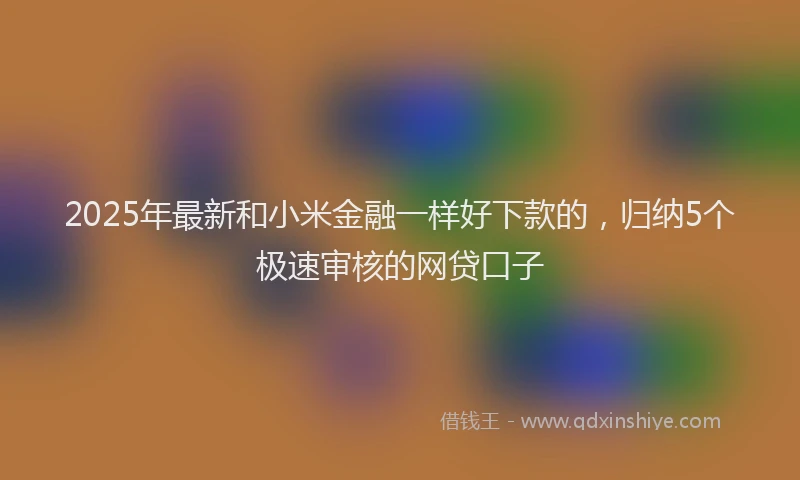 2025年最新和小米金融一样好下款的，归纳5个极速审核的网贷口子