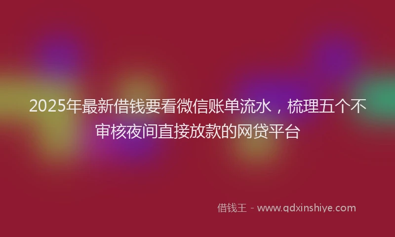 2025年最新借钱要看微信账单流水，梳理五个不审核夜间直接放款的网贷平台