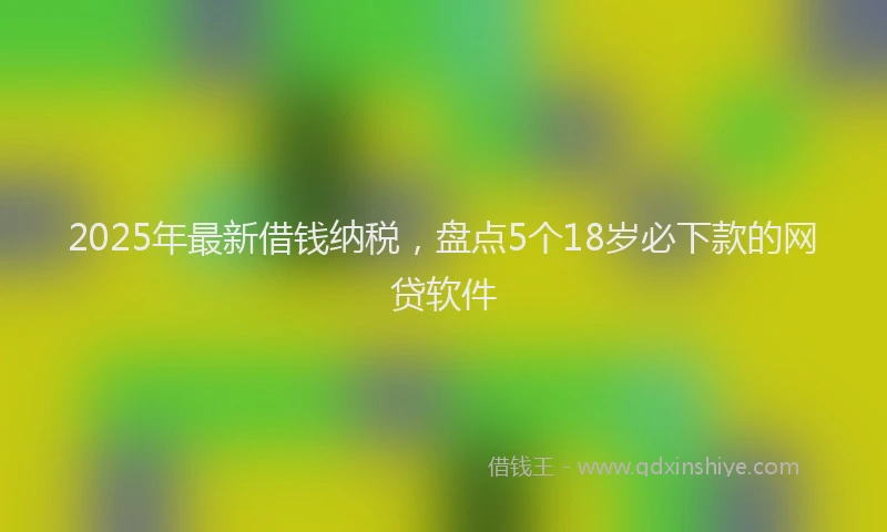 2025年最新借钱纳税，盘点5个18岁必下款的网贷软件