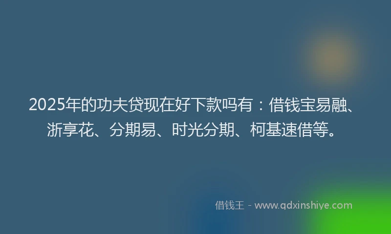 2025年的功夫贷现在好下款吗有：借钱宝易融、浙享花、分期易、时光分期、柯基速借等。