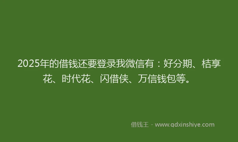 2025年的借钱还要登录我微信有：好分期、桔享花、时代花、闪借侠、万信钱包等。