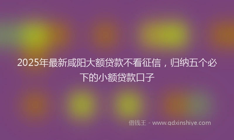 2025年最新咸阳大额贷款不看征信，归纳五个必下的小额贷款口子