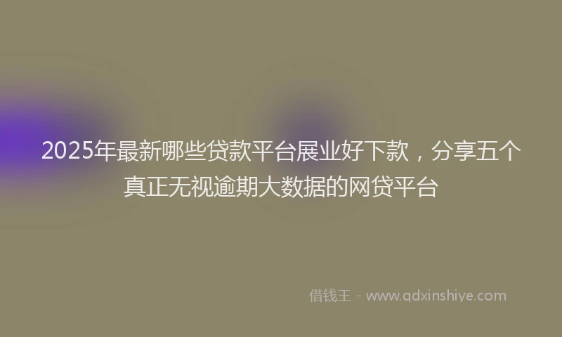 2025年最新哪些贷款平台展业好下款，分享五个真正无视逾期大数据的网贷平台
