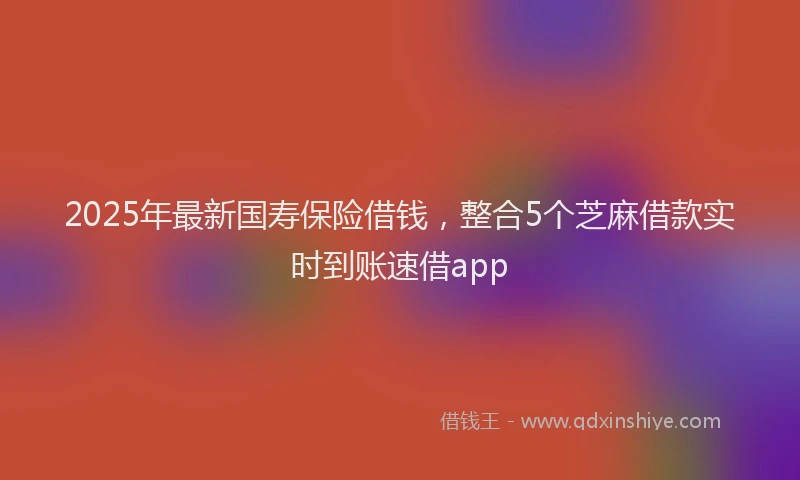2025年最新国寿保险借钱，整合5个芝麻借款实时到账速借app