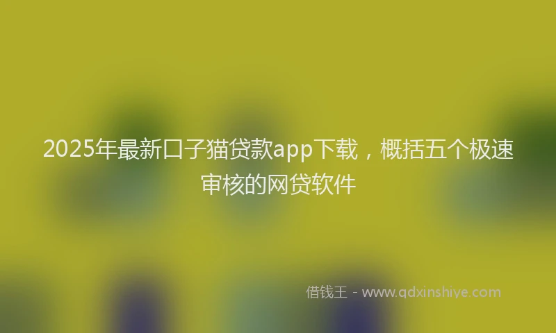 2025年最新口子猫贷款app下载，概括五个极速审核的网贷软件