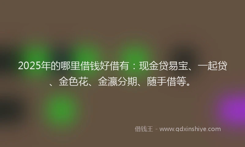 2025年的哪里借钱好借有：现金贷易宝、一起贷、金色花、金瀛分期、随手借等。