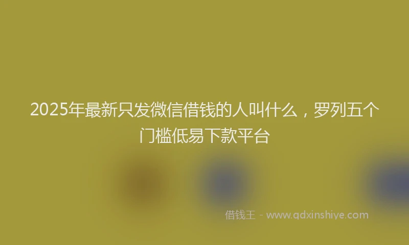 2025年最新只发微信借钱的人叫什么，罗列五个门槛低易下款平台